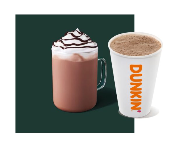 Starbucks and Dunkin Hot Chocolate