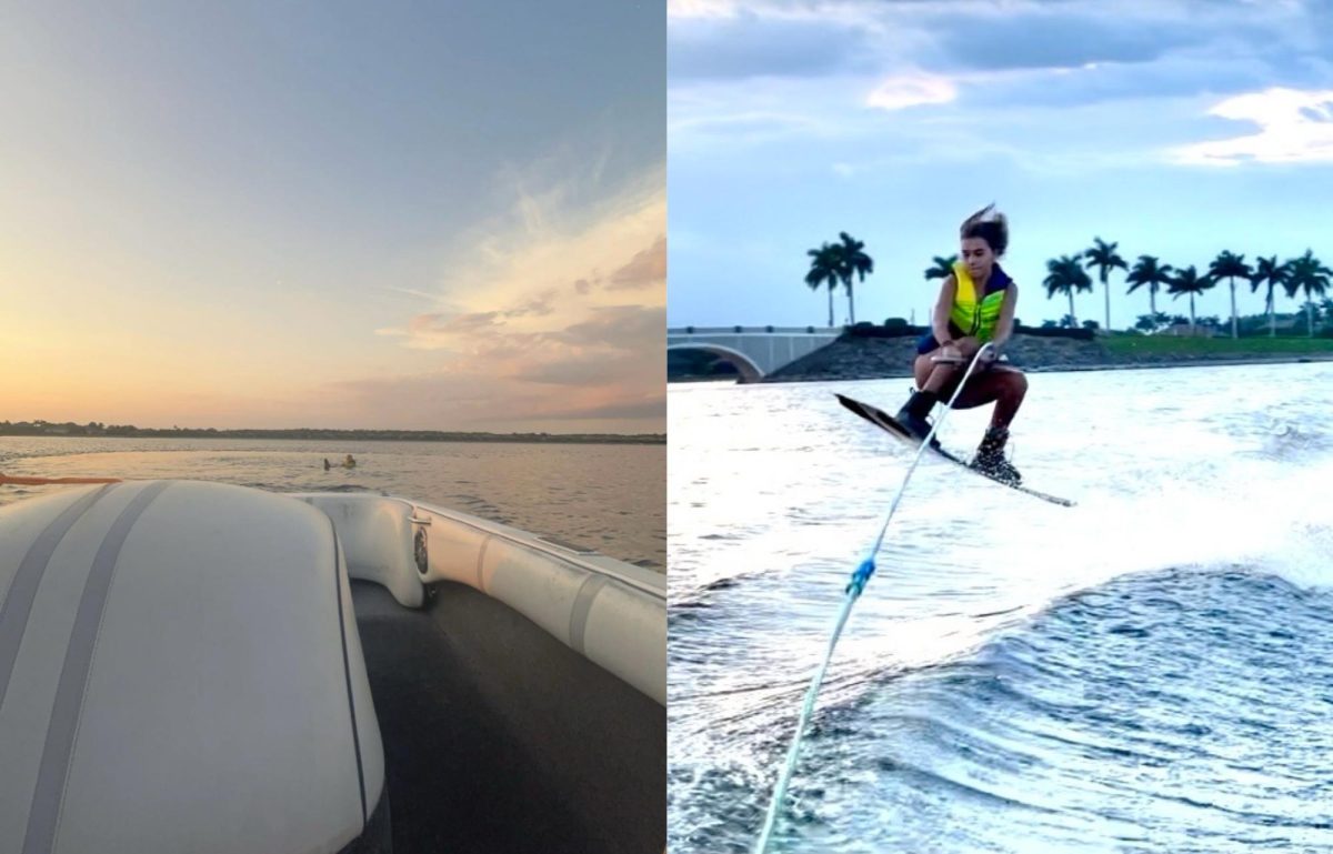 McGovern waterskiing in her neighborhood lake.