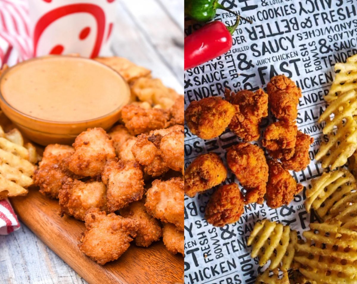 Chick-fil-A on the left, PDQ on the right.